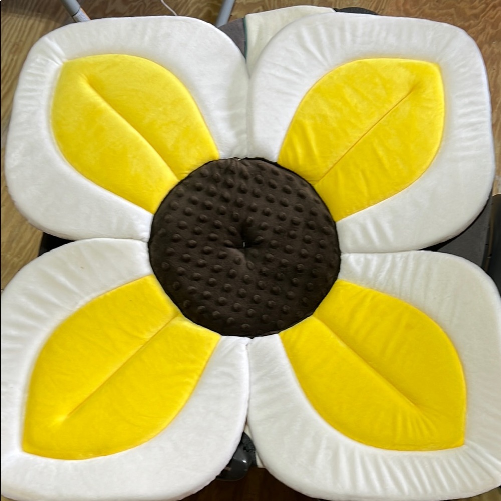 Yellow and White Flower-Shaped Cushion